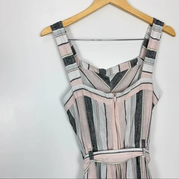 Vince Camuto Pastel Striped 100% Linen Cropped Wide Leg Jumpsuit Size Medium - Picture 10 of 15